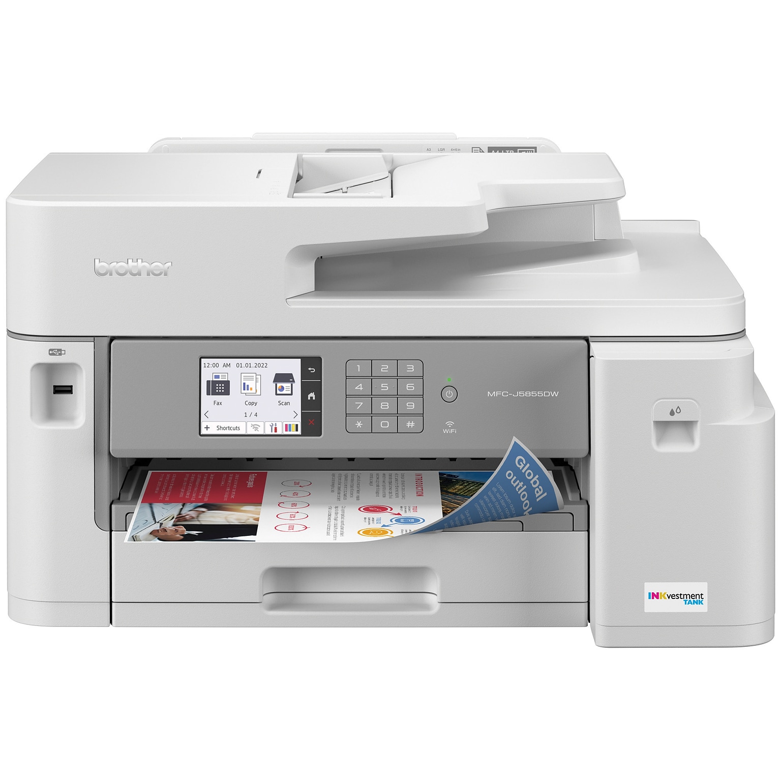 Brother INKvestment Tank MFC-J5855DW Wireless Color Inkjet Printer, All-In-One Supertank, Print, Scan, Copy, Fax