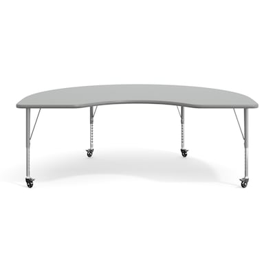 Flash Furniture Wren Kidney Activity Table, 72" x 48", Height Adjustable, Gray Top/Silver Frame (XUA4872KDGYTPC)