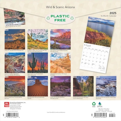 2025 BrownTrout Arizona Wild & Scenic 12 x 12 Monthly  Wall Calendar (9781975474461)