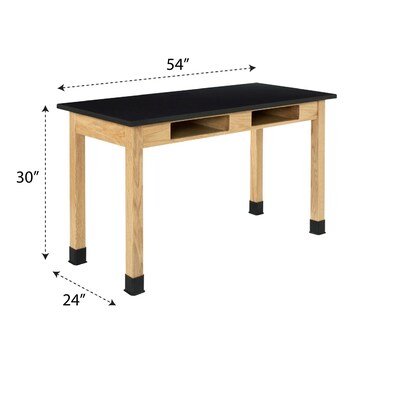 Diversified Woodcrafts PerpetuLab Book Compartment Rectangular Science Lab Table, 54 x 24, Oak (C7202BK30N)