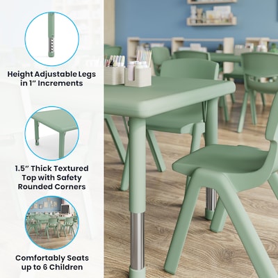 Flash Furniture Wren Rectangular Activity Table, 24" x 48", Height Adjustable, Sage (YUYCX012RECTSGE)