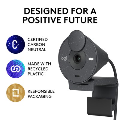 Logitech Brio 300 HD 1080p Webcam, 2 Megapixels, Graphite (960-001497)
