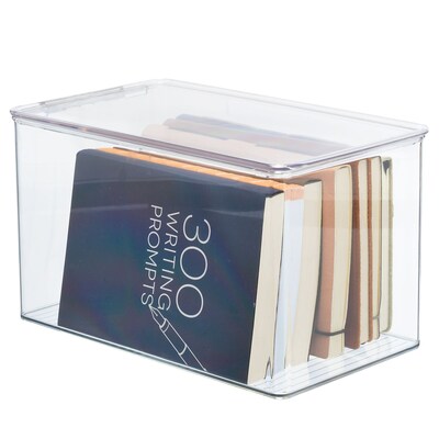 iDESIGN Storage Container with Hinged Lid, Plastic, Clear, 2/Pack (29192M2)