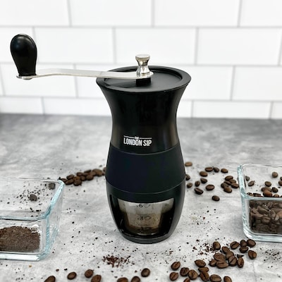 The London Sip 4- Cups Pourover with Manual Burr Coffee Grinder, Black (KITESCLCOFFEE02)