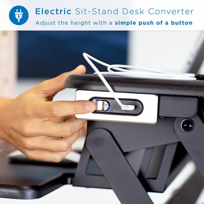 Mount-It! 36"W Electric Adjustable Standing Desk Converter with USB Charging Port, Black (MI-7927E)