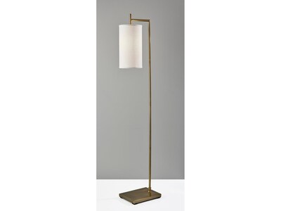 Simplee Adesso Zion 65" Antique Brass Floor Lamp with White Drum Shade (SL1156-21)