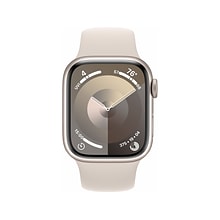 Apple Watch Series 9 (GPS) Smartwatch, 41mm, Starlight Aluminum Case with Starlight Sport Band, S/M