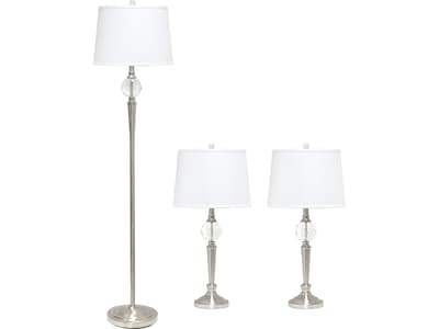 Lalia Home Classix 63/29 Brushed Nickel Three-Piece Floor/Table Lamp Set with Tapered Shades (LHS-