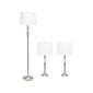 Lalia Home Classix 63"/29" Brushed Nickel Three-Piece Floor/Table Lamp Set with Tapered Shades (LHS-1000-BN)
