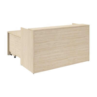 Bush Business Furniture Arrive 72W L Shaped Reception Desk with Shelf and Mobile File Cabinet, Natu