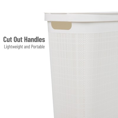 Mind Reader 10.57-Gallon Hamper with Lid, Plastic, White (40FABHAMP-WHT)