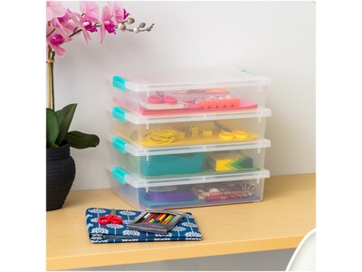 Iris Latch Lid Storage Box, Clear/Sea Foam (COB-6)