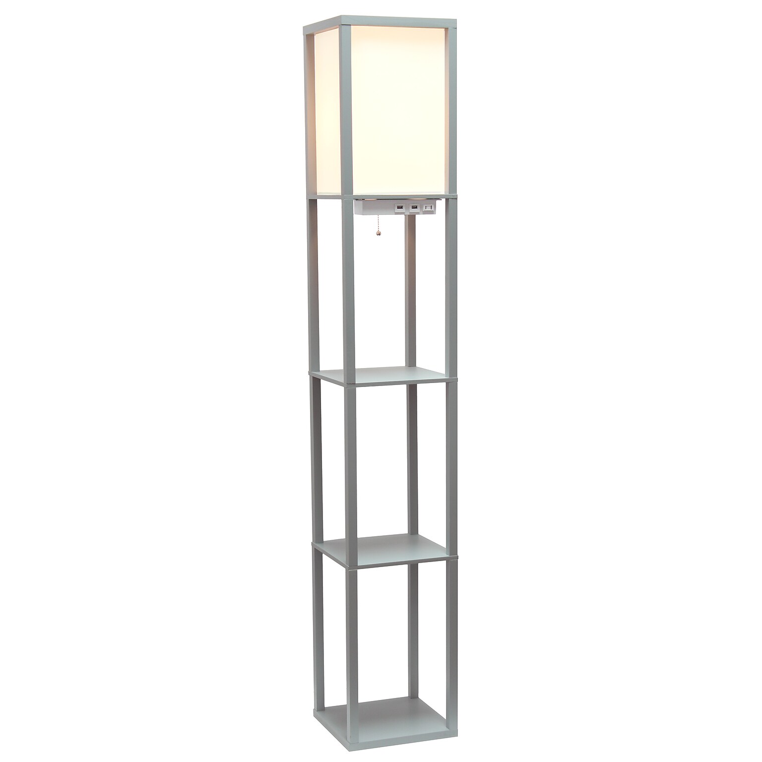 Creekwood Home Classix 62.5 Floor Lamp with Rectangular Shade, Gray (CWF-3009-GY-LB)