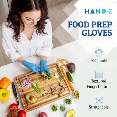 Hand-E Blue Nitrile Disposable Gloves, Latex-Free, Powder-Free, XL, 400 Count (HND-82724H-4A)