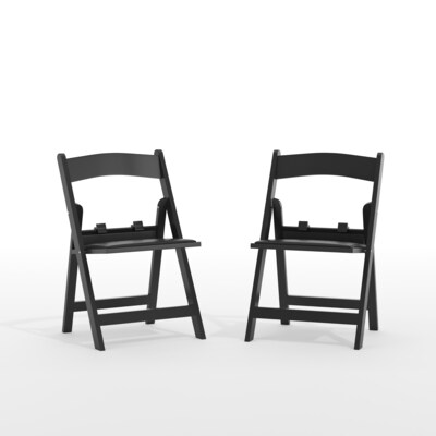 Flash Furniture HERCULES Resin Kids Folding Chairs with Black Vinyl Padded Seat, 2-Pieces (2LEL1KBK)
