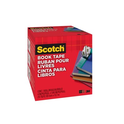 Scotch Book Transparent Clear Tape, 4 x 15 yds., 3 Core, Transparent (8454)