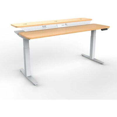 VersaDesk PowerLift Split-Level 60W Electric Rectangular Adjustable Standing Desk, Maple/White (PL2SD6030-WM)
