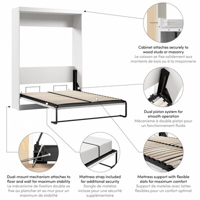 Bestar Pur 59W Full Size Murphy Bed for Multipurpose Room, White (26183-17)