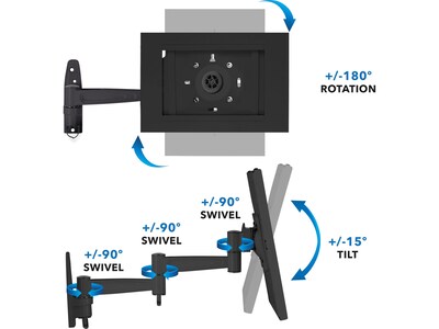 Mount-It! Adjustable Anti-Theft iPad Wall Mount with Swing Arm, Black (MI-3774B_G10)