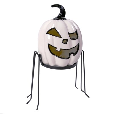National Tree Company 15" Pre-Lit Ghost Pumpkin in Stand (HH75-HC191512)
