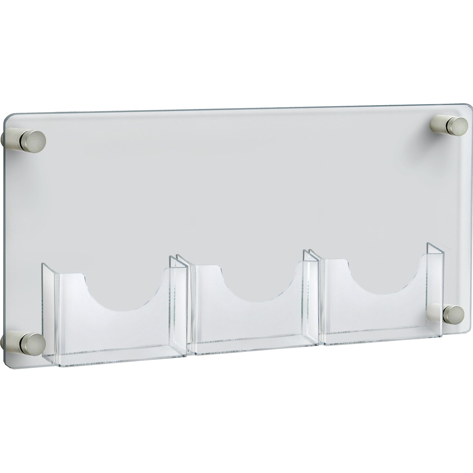 Azar Brochure Holder, 11 x 23, Horizontal, Wall Mounted, Silver Acrylic (105584)