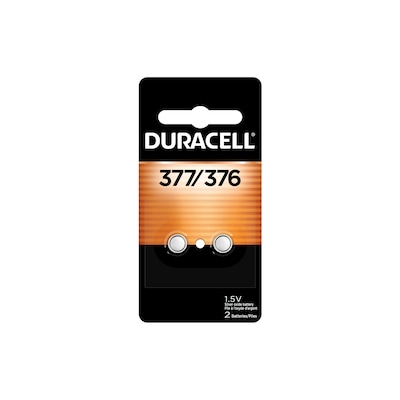 Duracell 377 Silver Oxide Battery, 2/Pack (DU377/376-2PK)