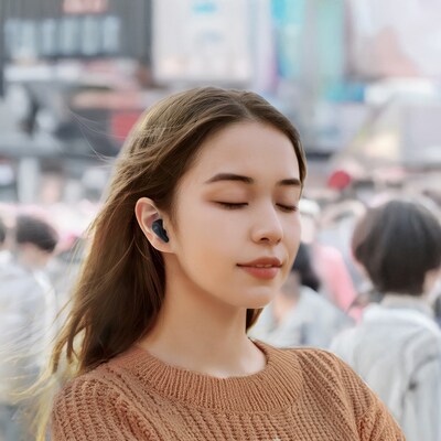 JVC Gumy Premium True Wireless Bluetooth Active Noise Canceling Earbuds with Microphone & Charging Case, Black (HAA23T)