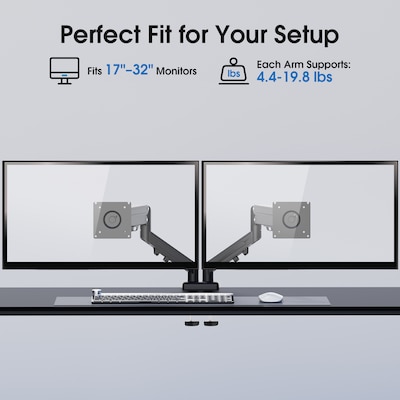 FlexiSpot MA1 Adjustable Dual Arms, Up to 32" Monitors, Black (MA1B-D-DP)