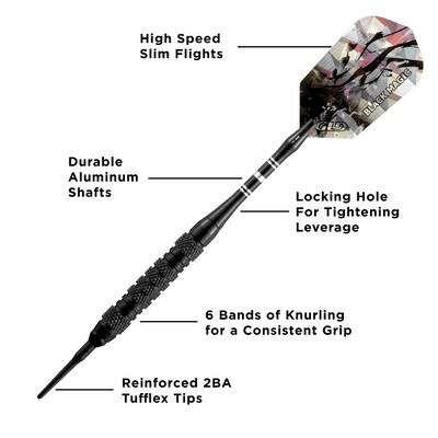 Viper Black Magic Soft Tip Darts 6 Knurled Rings, 18 Grams (20-0412-18)