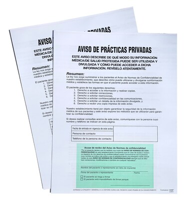 Cosco Notice of Privacy Practices, Spanish, 8-Part, 250 Forms/Pack (074046)
