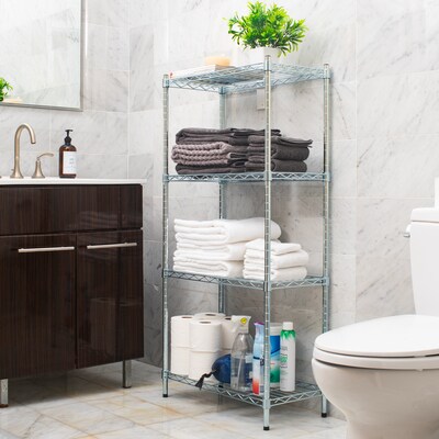 Mind Reader 4 Shelf Metal Adjustable Shelving, 48 x 11.75 x 23.5, Silver (4TSHELVU-SIL)