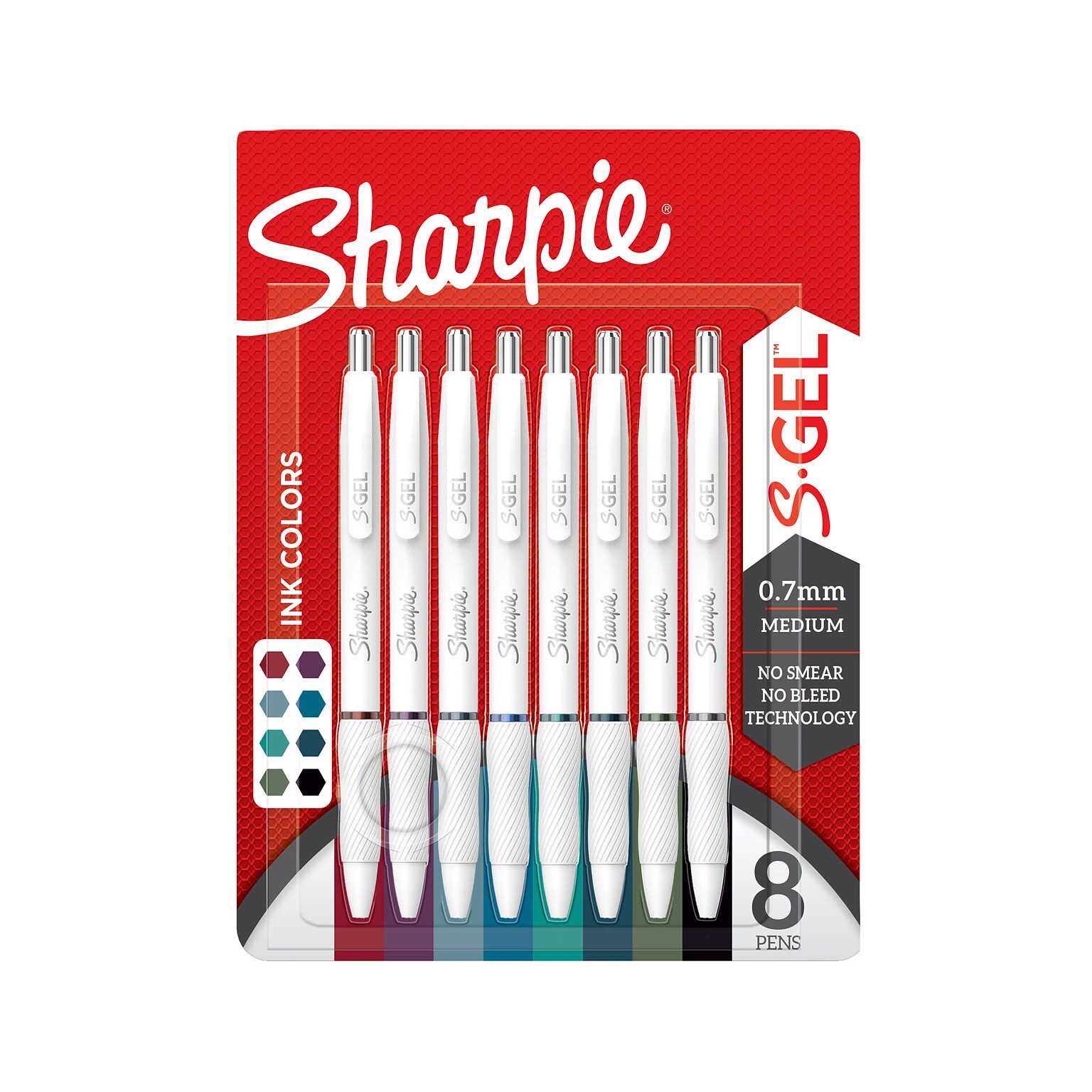 Sharpie S Gel Retractable Gel Pen, Medium Point, 0.7mm, Assorted Ink, 8/Pack (2208551)