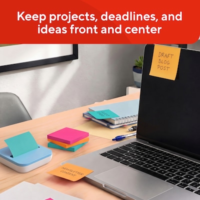Staples Pop-Up Sticky Notes, 3" x 3", Assorted Colors, 600 Sheets – Dispenser-Ready Notes for Reminders & Office Use