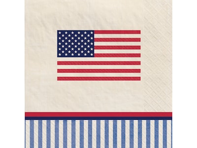 Amscan Americana Stripe Fourth of July Lunch Napkin, Multicolor, 16/Pack, 4 Pack/Set (512943)