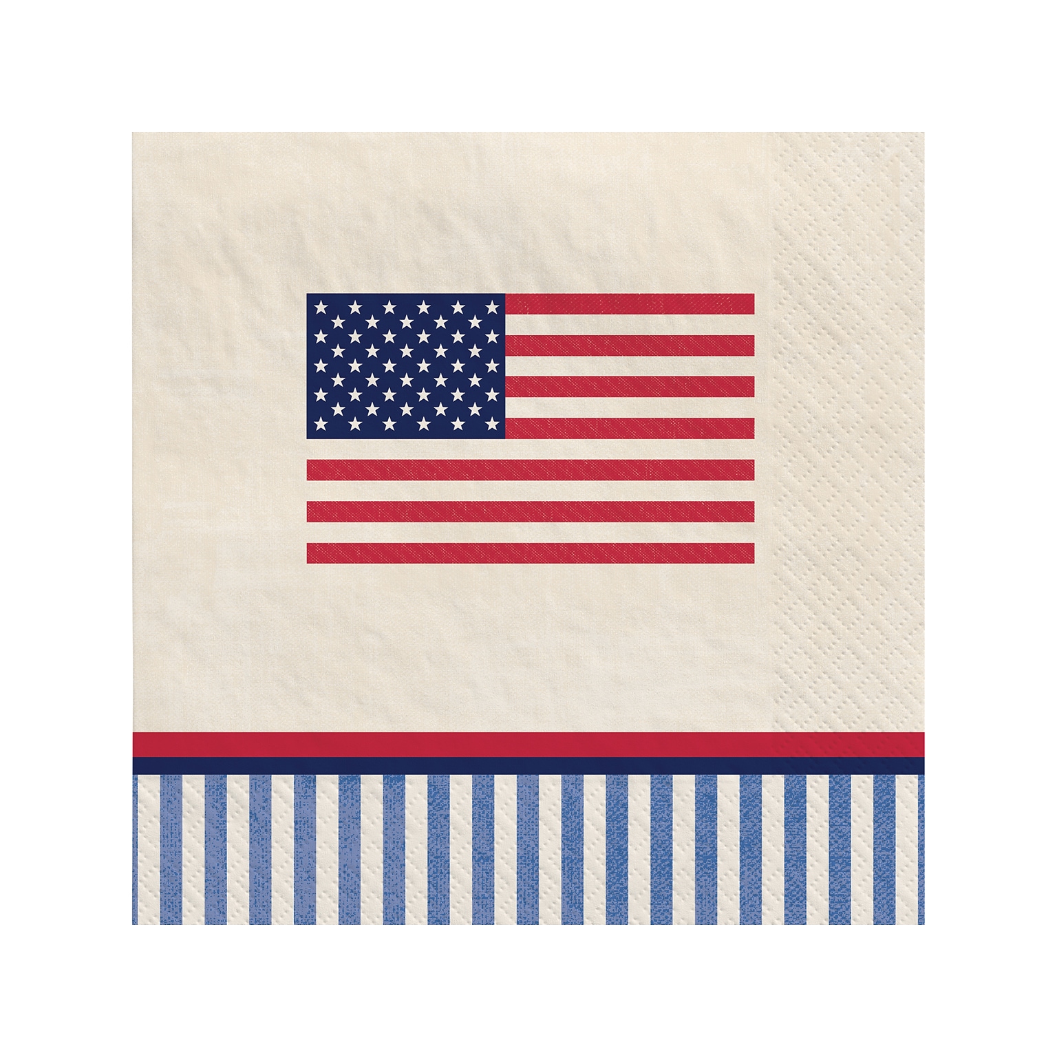 Amscan Americana Stripe Fourth of July Lunch Napkin, Multicolor, 16/Pack, 4 Pack/Set (512943)