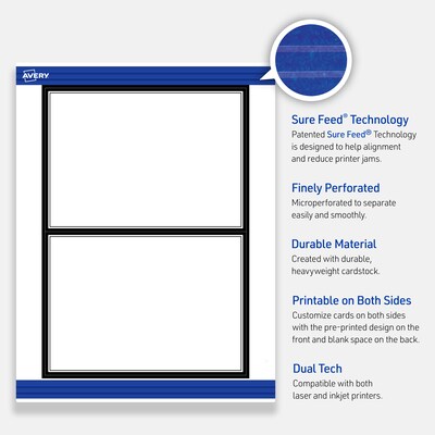 Avery Double Black Border Matte Blank Card, White, 20/Pack (S00-DMA)