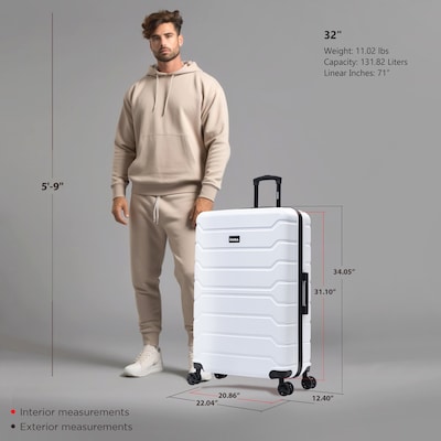 InUSA Trend 34.05" Hardside Suitcase, 4-Wheeled Spinner, TSA Checkpoint Friendly, White (IUTRE00XL-WHI)