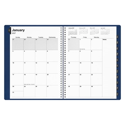 2027 Staples 8" x 11" Weekly & Monthly Appointment Book, Faux Leather Cover, Navy (ST58470-27)