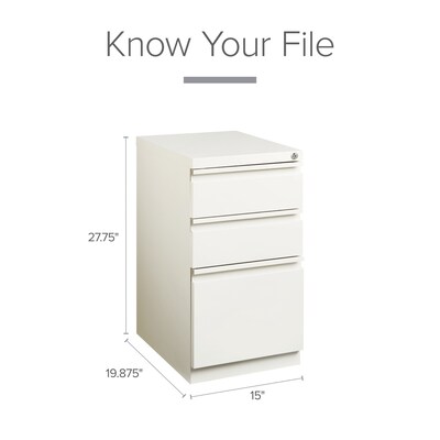 Quill Brand® 3-Drawer Vertical File Cabinet, Locking, Letter, White, 19.88"D (26815D)