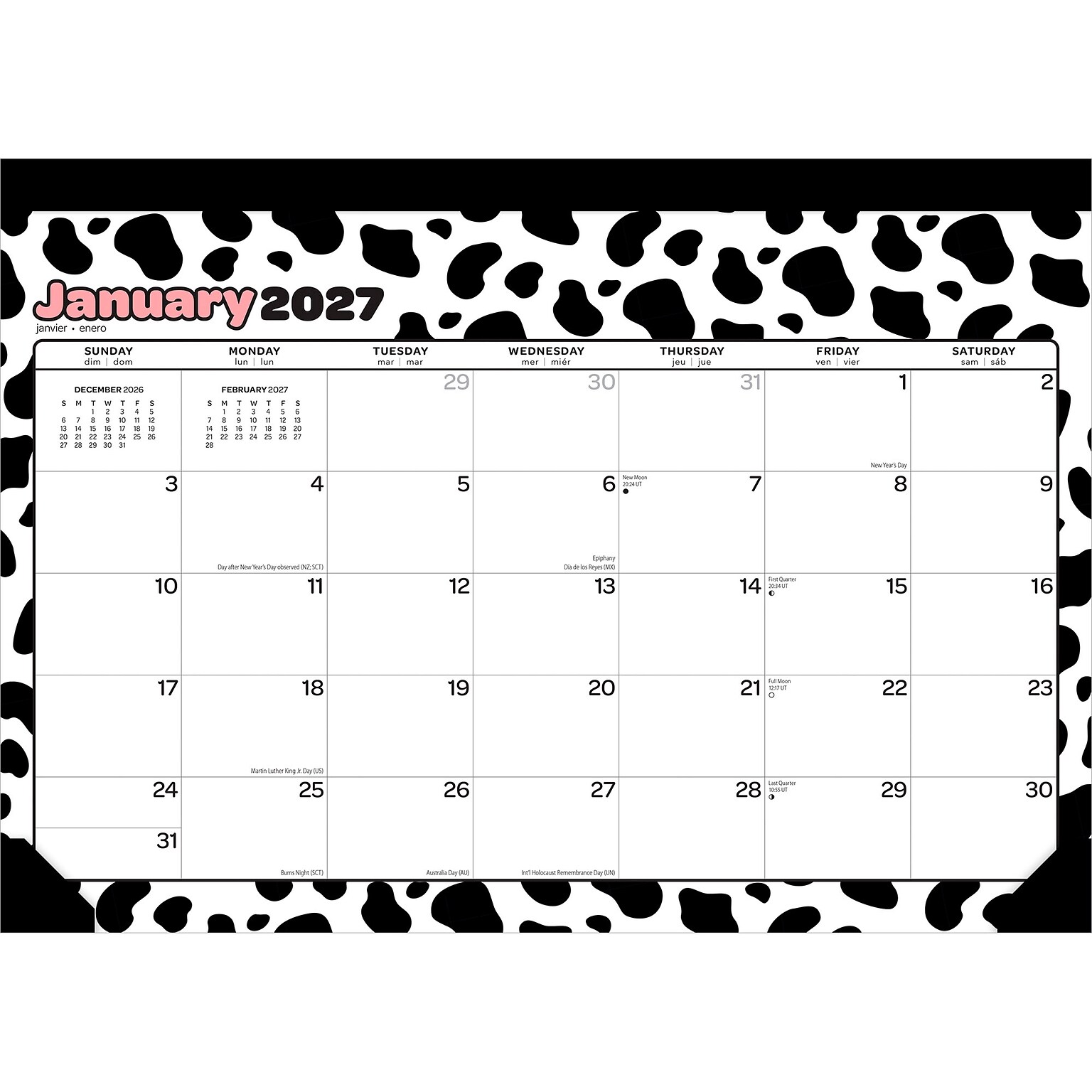 2027 BrownTrout Cow Prints 15.5 x 11 Monthly Desk Pad Calendar, Assorted Colors (9798330713653)
