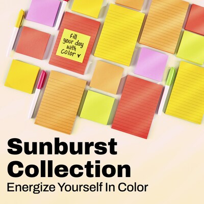 Post-it Sticky Notes, 4" x 6", Sunburst Collection, Lined, 90 Sheets/Pad, 3 Pads/Pack (660-3SUN)