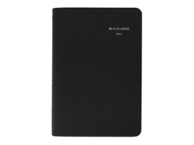 2024 AT-A-GLANCE QuickNotes 5 x 8 Daily & Monthly Appointment Book, Faux Leather Cover, Black (76-