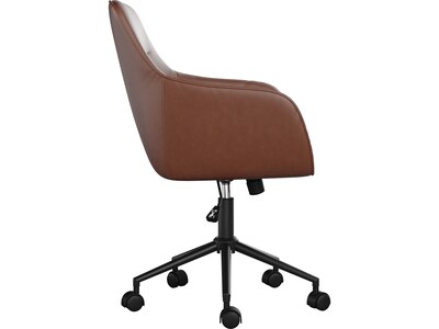 Martha Stewart Rayna Ergonomic Faux Leather Swivel Office Chair, Saddle Brown (CH2209216BRBK)