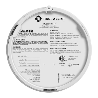 First Alert SMI110 Battery Powered Ionization Smoke Alarm, 4/Pack (KITFAT1046856)