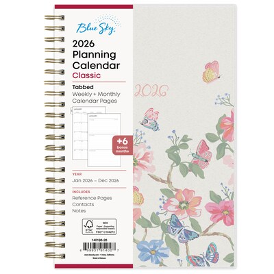 2026 Blue Sky Fly By 5 x 8  Weekly & Monthly Planner, Plastic Cover, Multicolored (140196-26)