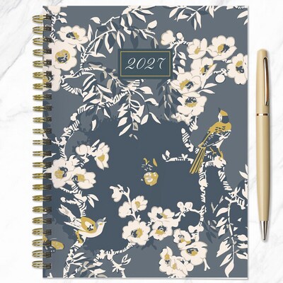 2027 TF Publishing Blooms of Blue 6.5" x 8"  Weekly & Monthly Standard Planner, Paperboard Cover, Multicolored (27-9218)