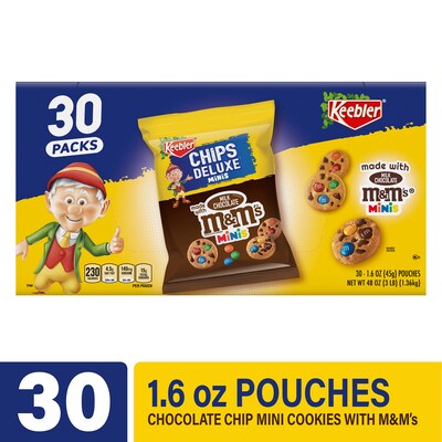 Keebler M&M's Chip Deluxe Mini Chocolate Cookies, 1.6 oz., 30/Box (209-00466)