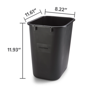 Coastwide Professional™ Indoor Trash Can Without Lid, Black Soft Molded Plastic, 3.5 Gallon (CW56428)