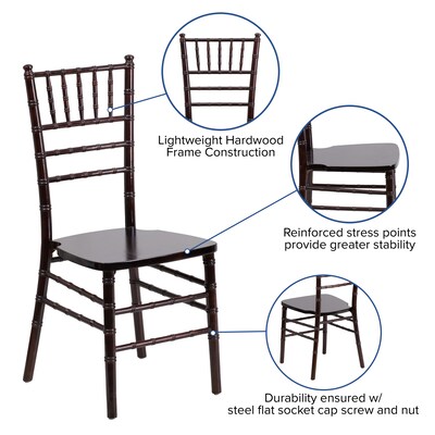 Flash Furniture HERCULES Series Wood Chiavari Chair, Walnut, 2 Pack (2XSWALNUT)