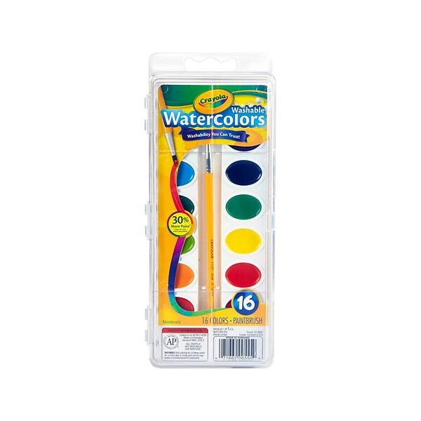 Crayola Washable Watercolor Paint, Assorted Colors, 24 Colors/Pack